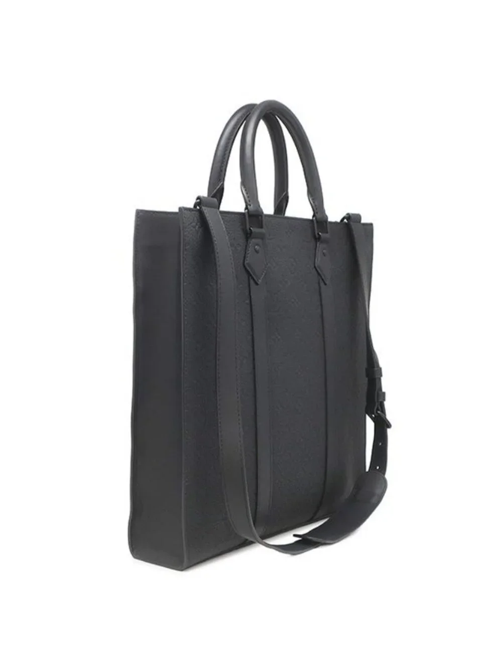 Louis Vuitton 2-Way Sac Plat Leather Taurillon Black Tote Bag